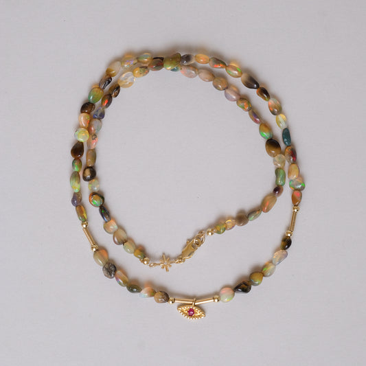 opal pebble bead necklace